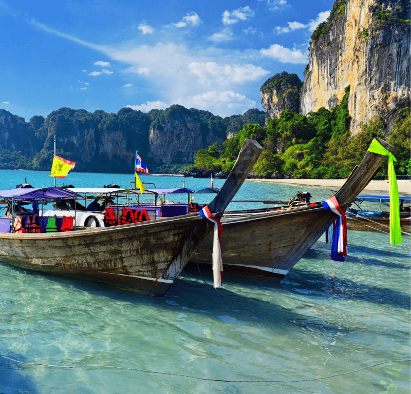 Longtail boats in  krabi