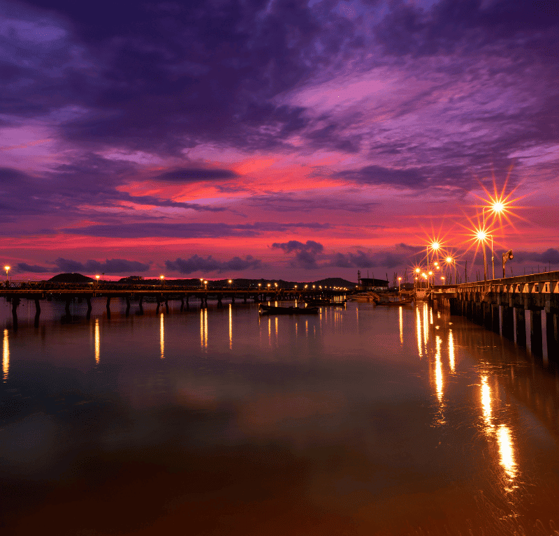 Chalong pier lights on the water