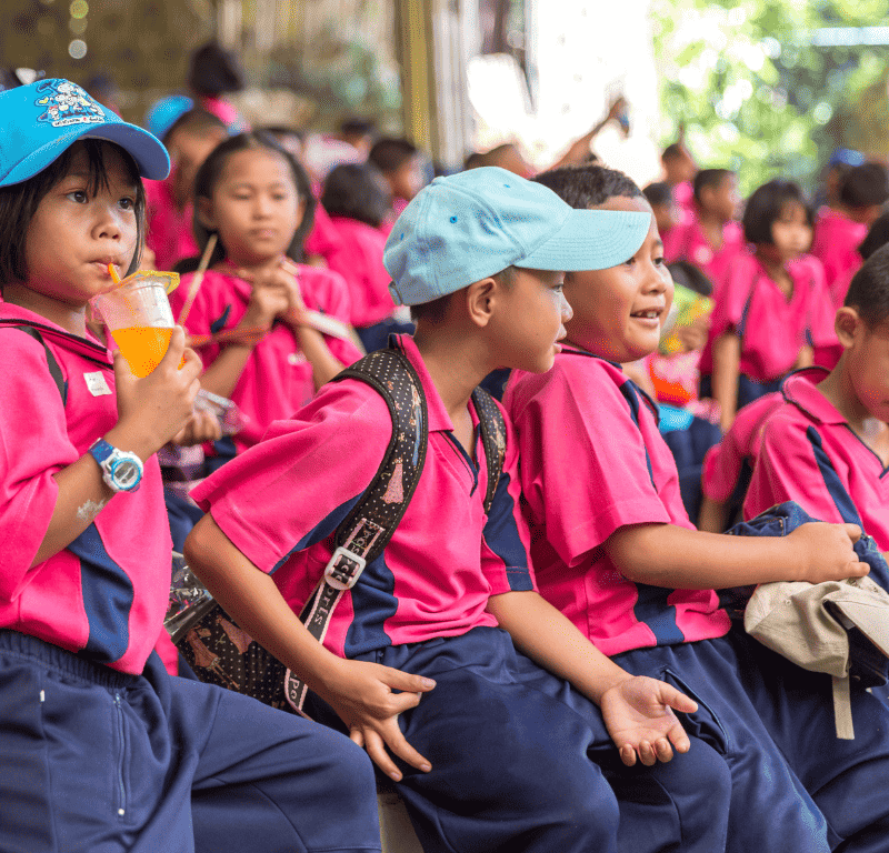 Kids enjoying the dolphin bay show in phuket